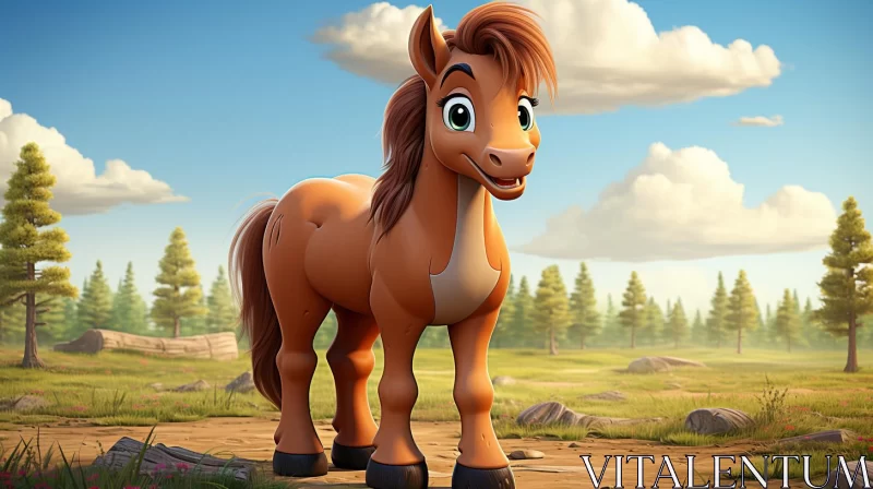 AI ART Animated Red-Nosed Horse in Cartoon Style