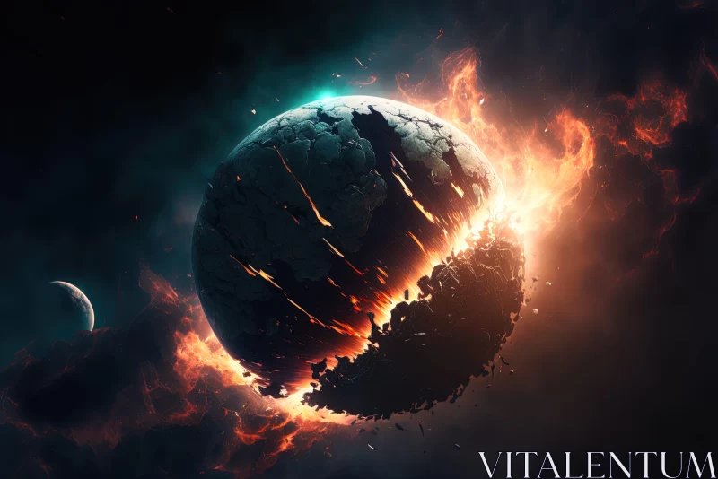 Burning Earth in Space - A Surrealistic Apocalypse AI Image