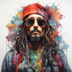 Colorful Watercolor Man: A Fusion of Piratepunk and Hip-Hop