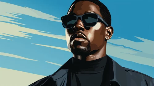 Kanye Jones Yeezy Cartoon: A Modernist Portraiture AI Image