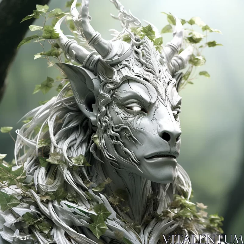 Mystical Fantasy Sculpture - Silver and White AI Image