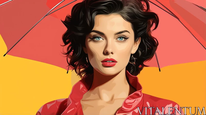 AI ART Stunning Pop Art Portrait of a Woman with Umbrella