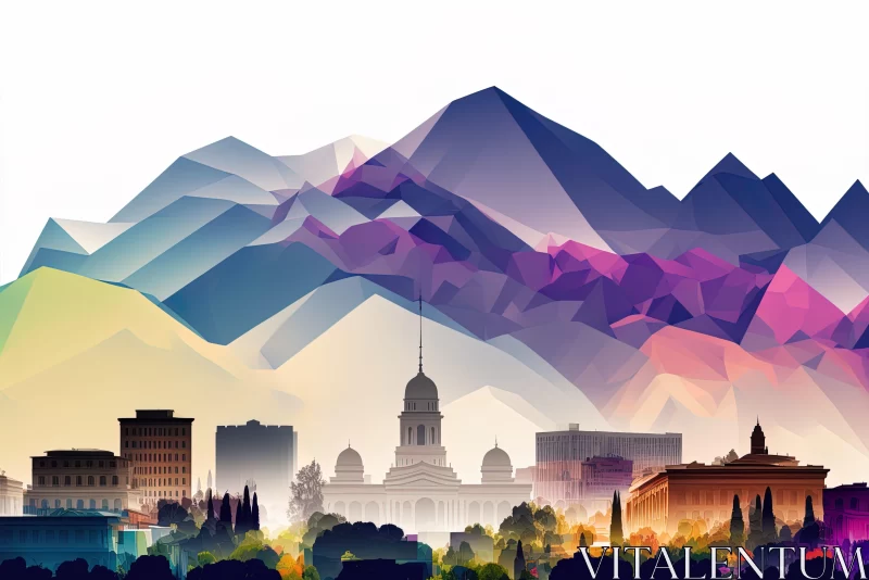 Abstract Cityscape of Santiago, Utah - An Artistic Illustration AI Image