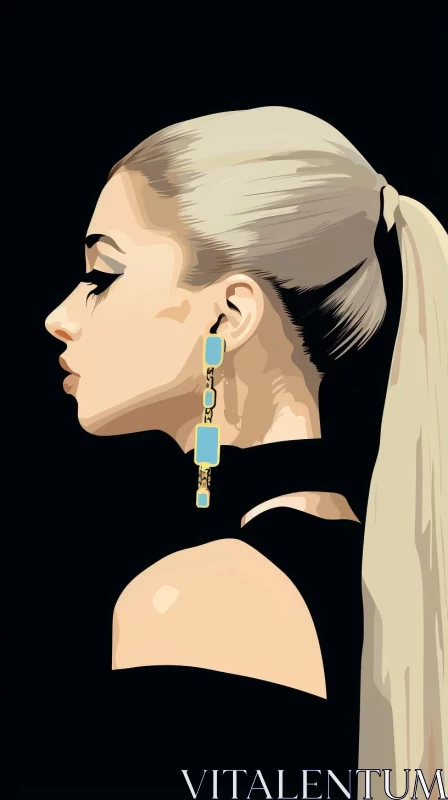 Pop Art Illustration of a Woman with Earrings - Celebrity and Pop Culture References AI Image