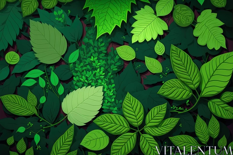 Lush Green Leaves: A Tranquil Still Life Artwork AI Image