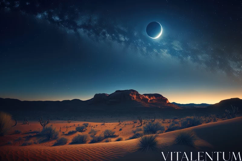 Moonlit Desert: A Fantasy Landscape AI Image