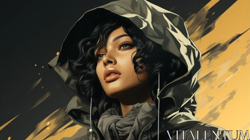 Gritty Elegance: A Hyper-Detailed Portrait of a Hooded Girl AI Image