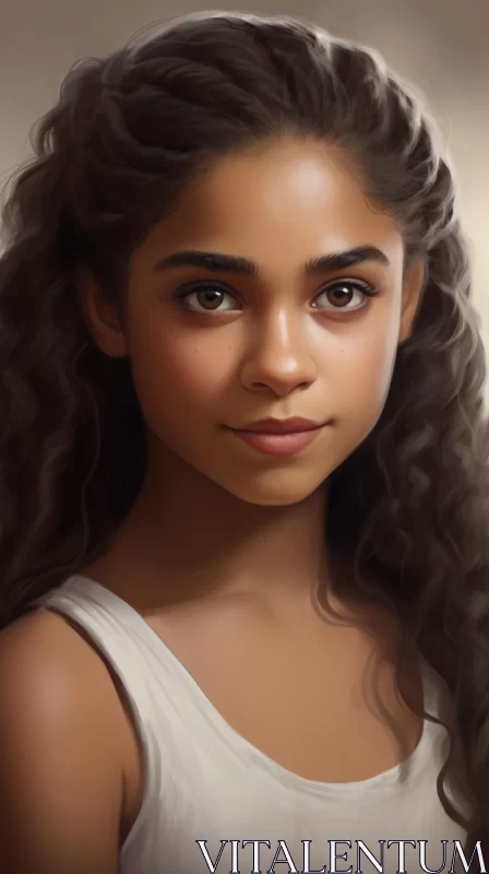 AI ART Innocence Embodied - A Portrait of a Young Girl in White Top