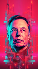 Elon Musk Abstract Digital Art Portrait AI Image