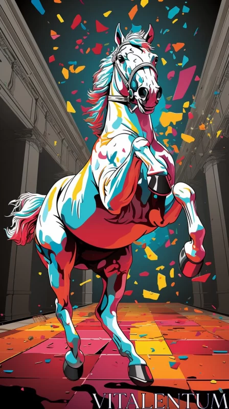 AI ART Colorful Horse Illustration in Concert Poster Style