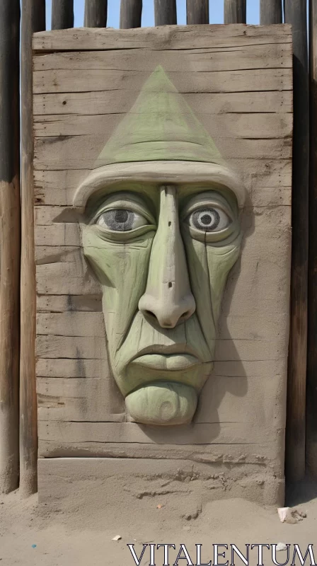 Intricate Sand Face Sculpture: A Fusion of Old and New Art Forms AI Image