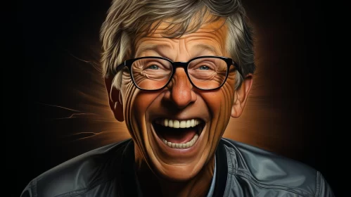 Playful and Humorous Digital Illustration of Bill Gates AI Image