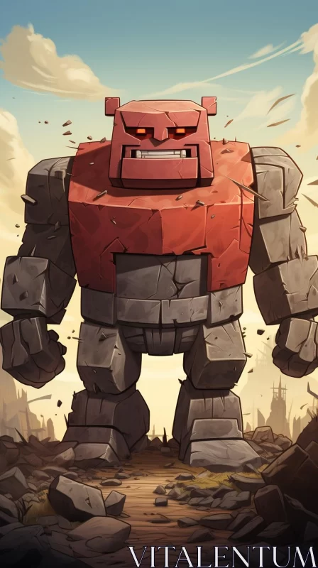 Colossal Robot in Light Crimson and Gray AI Image