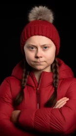 Environmental and Political Portrait of a Girl in Red