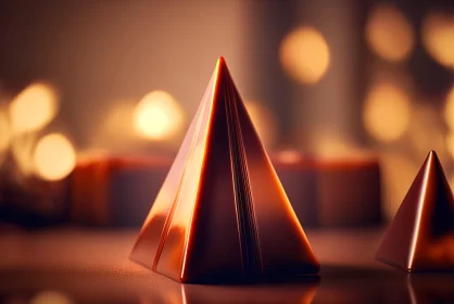 Golden Christmas Pyramids: A Surrealistic Bronze Dream AI Image