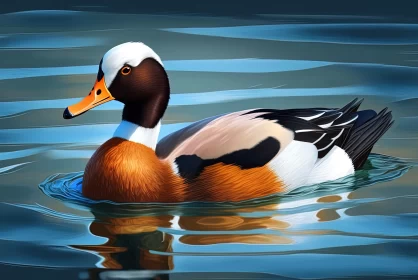 Realistic Digital Painting of a Duck Floating on Calm Waters