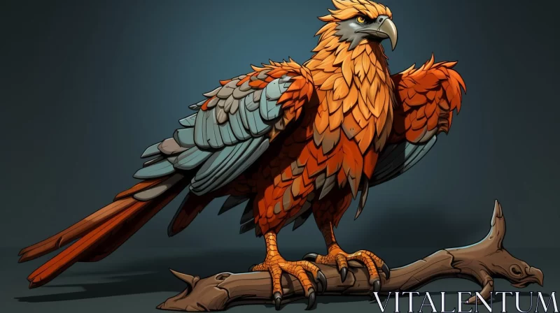 2D Game Art - Orange Eagle on a Branch AI Image
