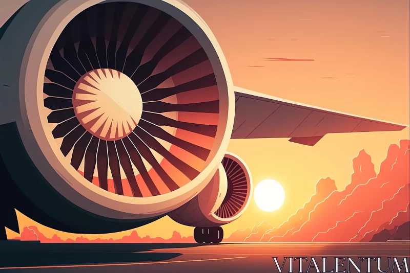 Airplane at Sunset: A Colorful Gradients Illustration AI Image