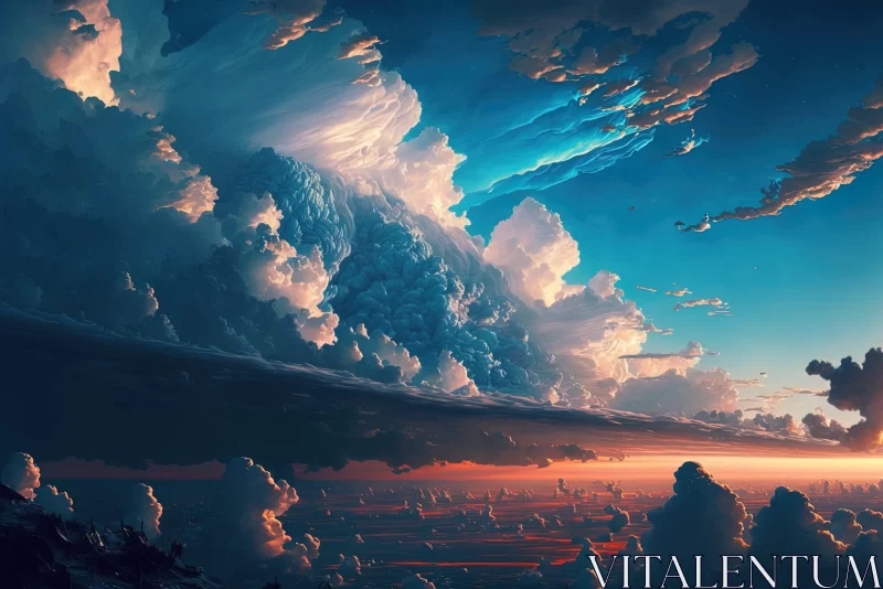 Artistic Painting of Clouds in the Sky AI Image