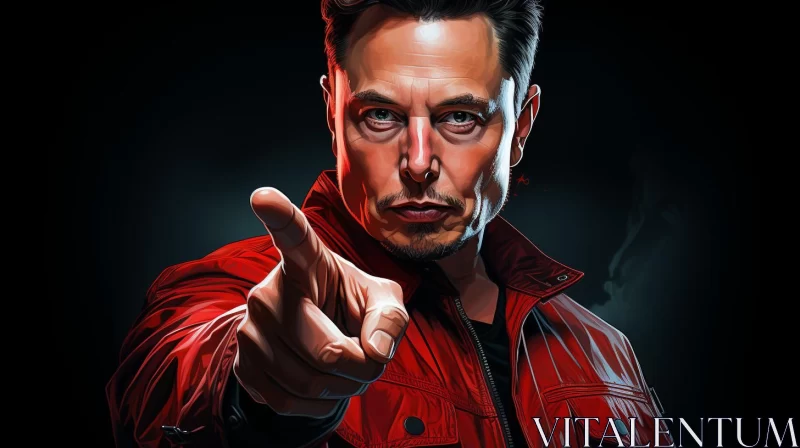 AI ART Elon Musk in Red Jacket: A Realistic Portrait