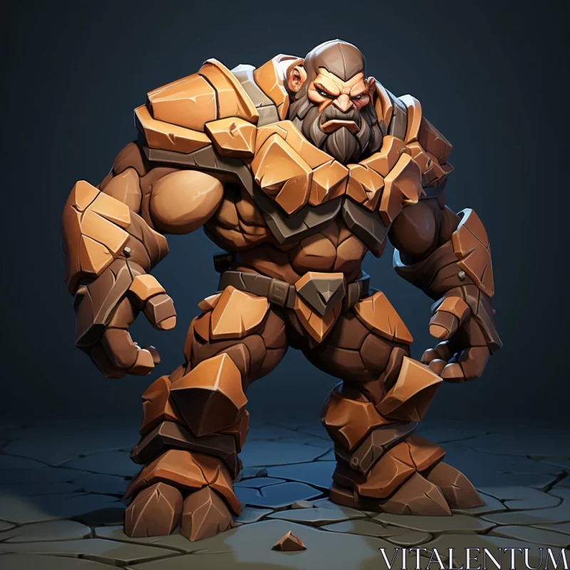 3D Polygonal Armored Character in Cartoonish Style AI Image