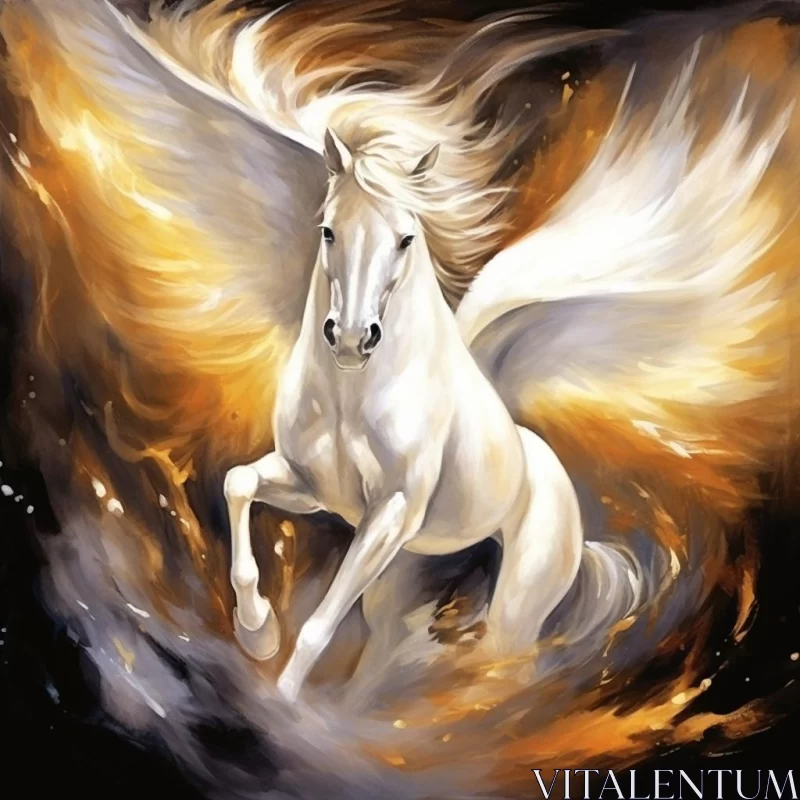 White Horse in Flames - A Golden Palette Masterpiece AI Image