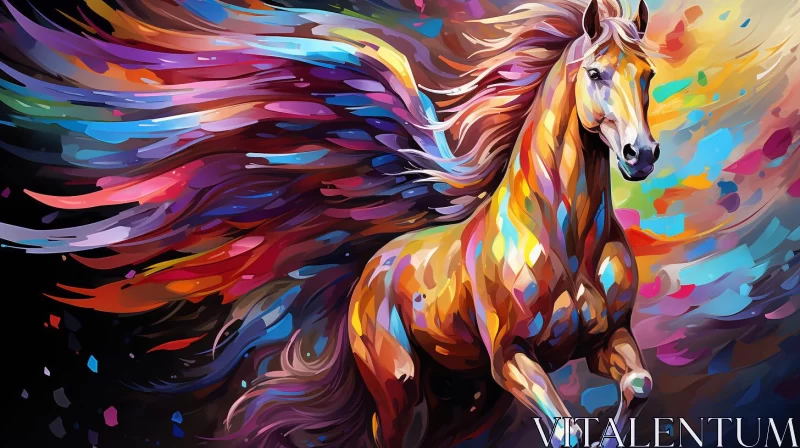 Colorful Winged Horse Painting - Precisionist Art AI Image