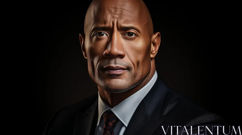 Elegant Studio Portrait of Dwayne 'The Rock' Johnson AI Image
