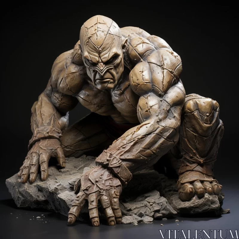 White Ceramic Mutant Statue in Hard Surface Modeling Style AI Image
