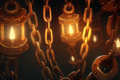 Animated Lanterns on Chains - Celestialpunk Art