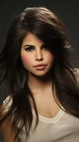 Grandiose Portrait of Selena Gomez in Amber and Brown