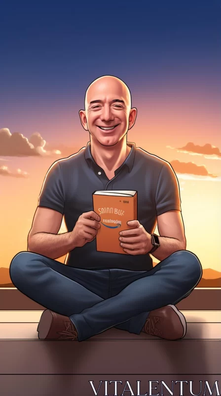 Graphic Novel-Inspired Portrait of Jeff Bezos at Sunset AI Image