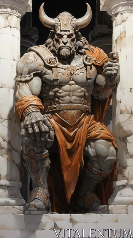 AI ART Hand-Crafted Viking Statue in Comic Style