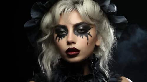 Gothic Halloween Beauty in Dark Gray and Light Black AI Image