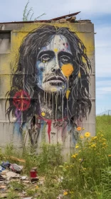 John Lennon Street Art Mural in Post-Apocalyptic Setting AI Image