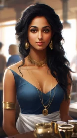 Enigmatic Egyptian Princess in Silver Jewelry AI Image