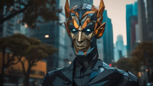 Modern Humanoid in City Street: A Prismatic Superhero Portrait
