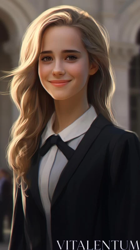Realistic Schoolgirl Lifestyle Illustrations - Joyful and Optimistic AI Image
