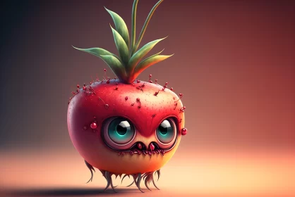 3D Rendered Animated Fruit Monster - Hauntingly Beautiful Illustrations AI Image