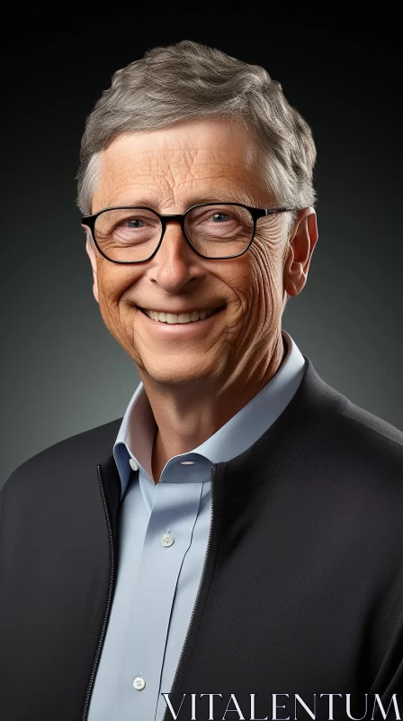 AI ART Contemporary Realist Portrait of Smiling Bill Gates