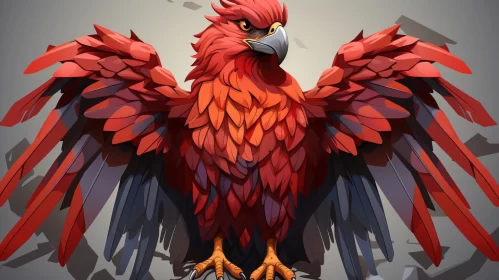 Red Bird on Branch: 2D Game Art and Manticore Illustration