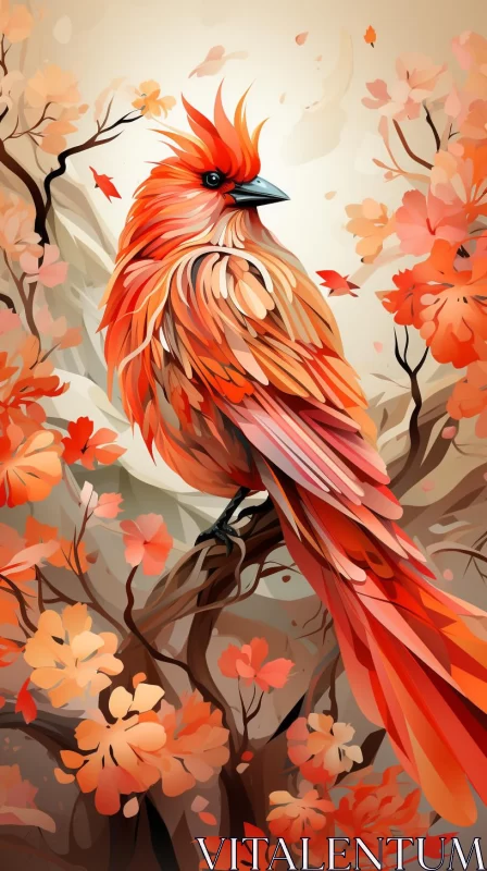 Digital Illustration of a Bird in Autumn AI Image