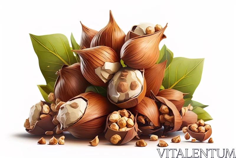 3D Hazelnut Illustration Inspired by Nature and Balinese Art AI Image