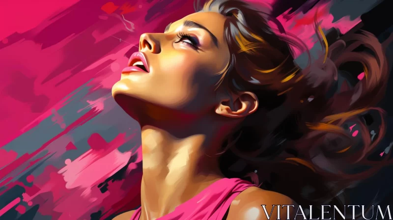 AI ART Colorful Portraiture of a Woman Painting - An Aggressive Digital Illustration