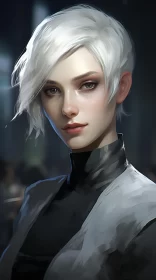 Futuristic Monochromatic Female Character Portrait AI Image