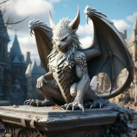 Gothic Grandeur: Majestic Gargoyle Statue Rendered in Unreal Engine AI Image
