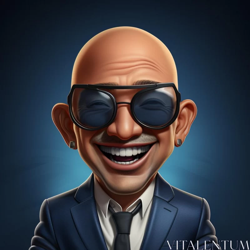 Humorous Caricature of a Suave Character in Sunglasses and Suit AI Image