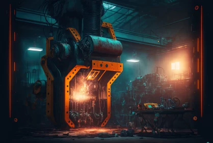 Industrial Machine in Cinematic Fantasy Scene