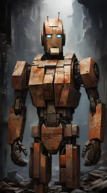 Rustic Realism Robot in Cityscape: A Blend of Past and Future