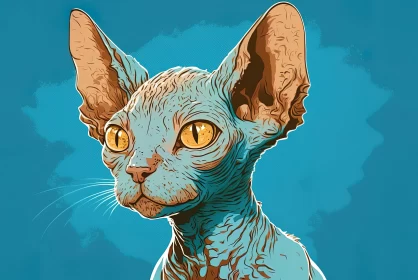 Sphynx Cat - Detailed Illustrative Portrait Art
